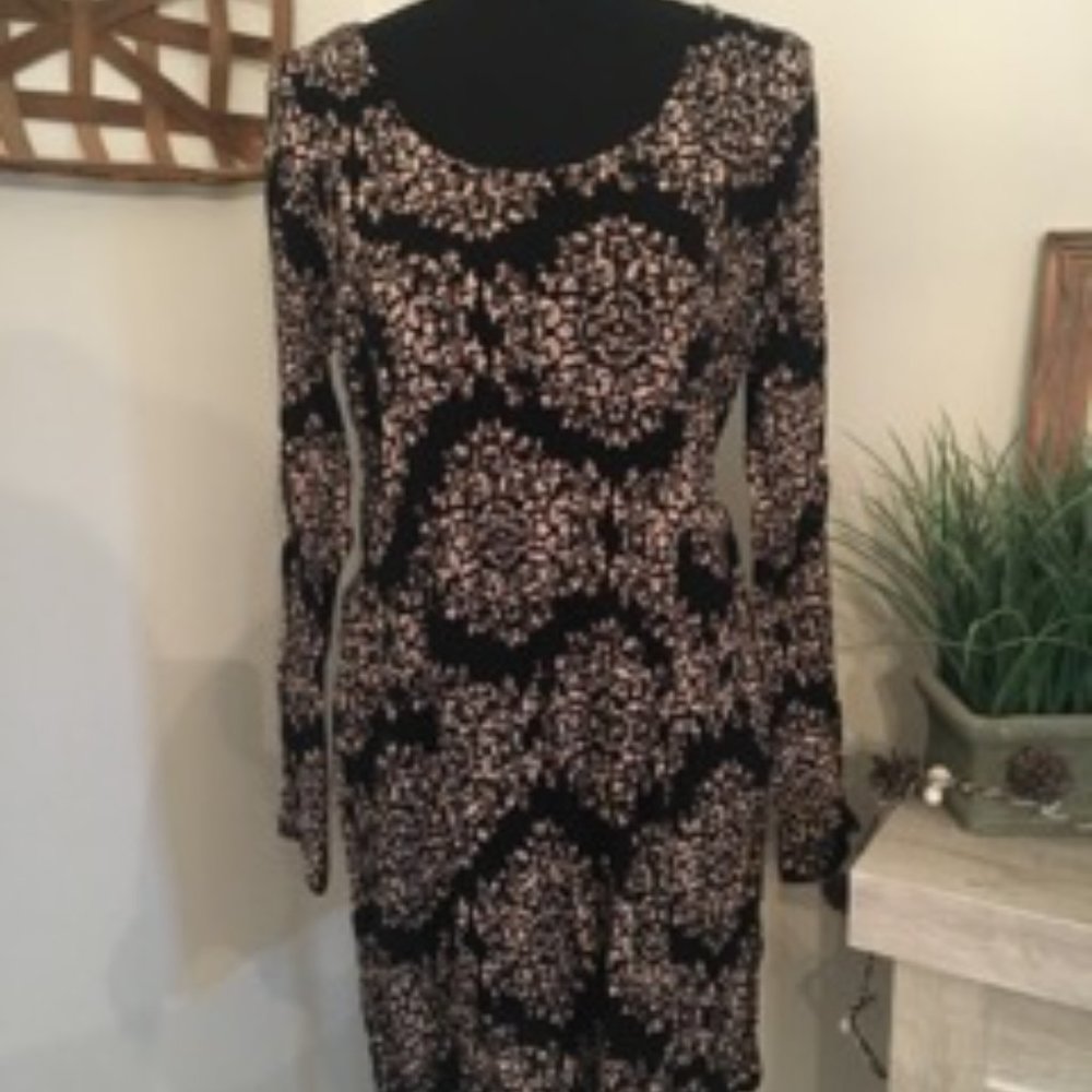 Charlotte Russe, size Large, Black dress with cream floral design